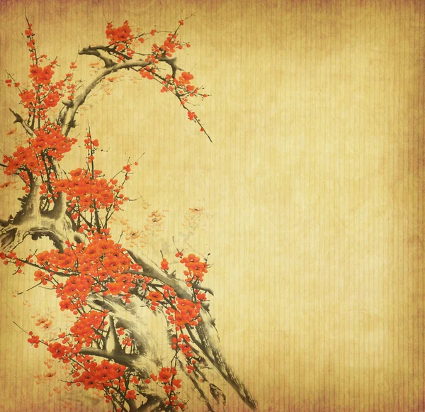 Весняний персик розквітає на старовинному старовинному паперовому фоні — стокове фото