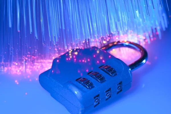 Seguridad de datos con fibra óptica — Foto de Stock