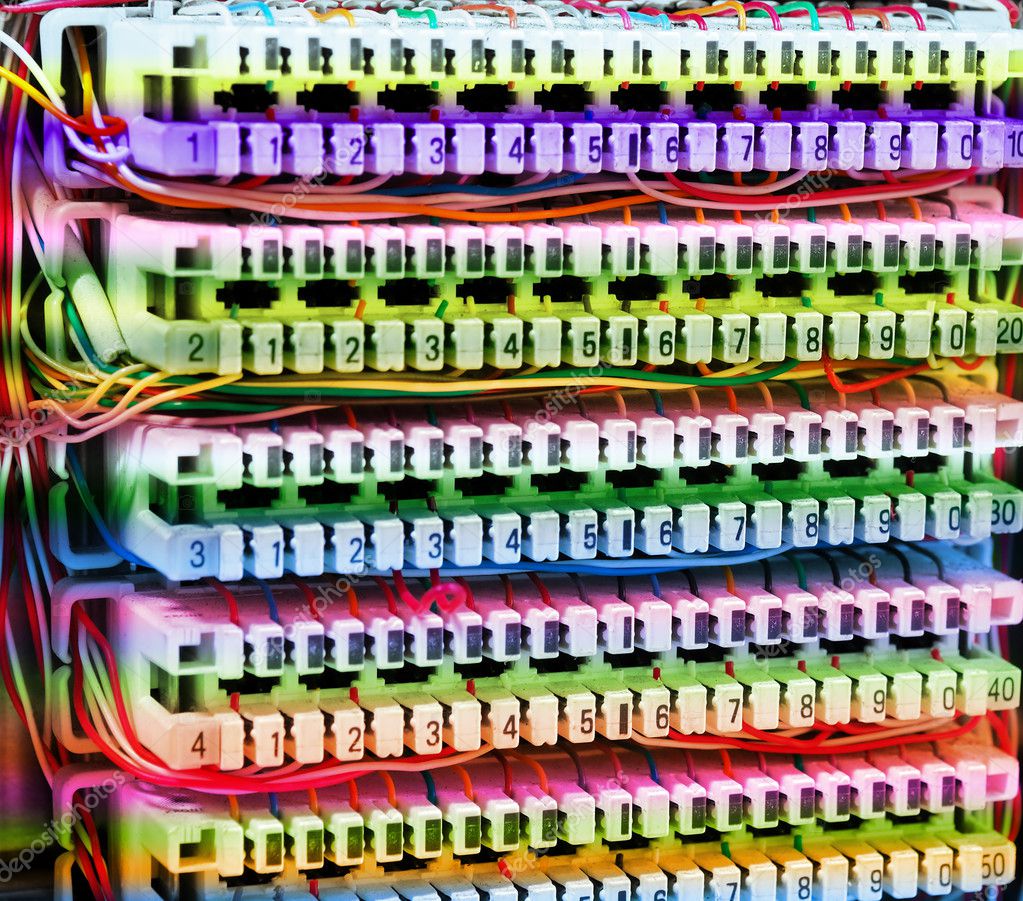Telephone switchboard with wires Stock Photo by ©firefox 11924465