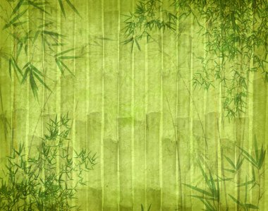 Bamboo on old grunge antique paper texture clipart