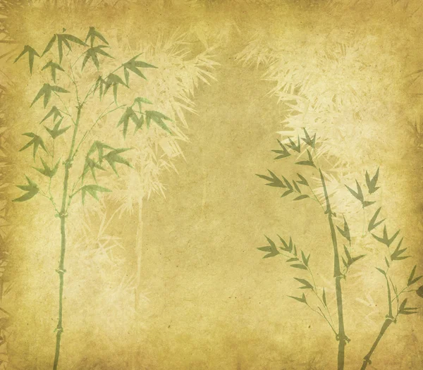 Eski grunge antika kağıt dokusu üzerinde bambu — Stok fotoğraf