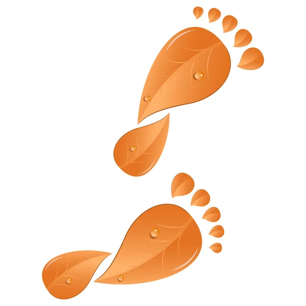 Oranje voetafdruk — Stockvector
