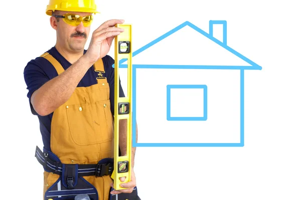 Mature Contractor and house — Stock Photo, Image
