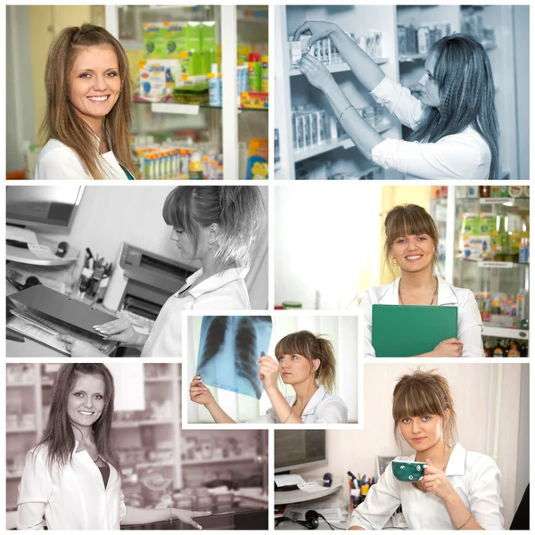 Collage. Pharmacist at pharmacy — Stock Photo, Image
