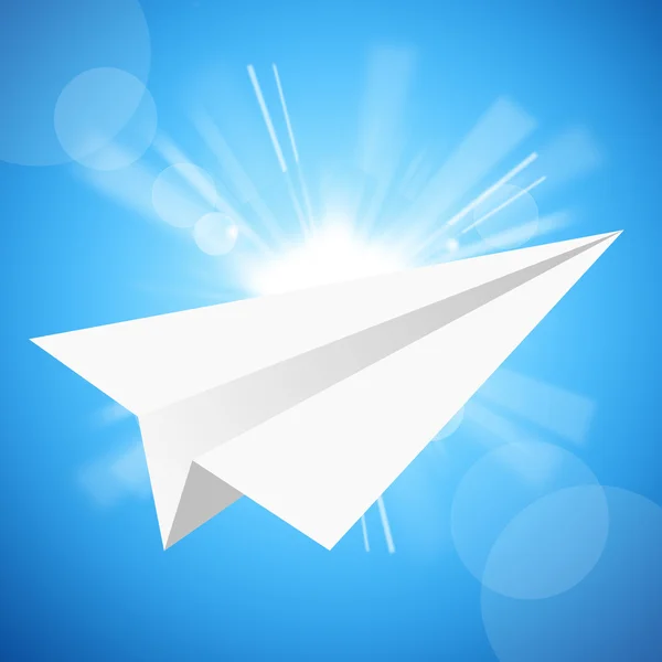 O avião de papel no céu azul — Fotografia de Stock