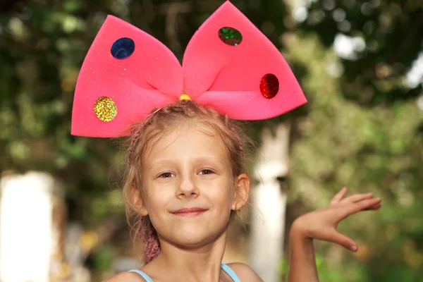 The girl with bow — Stock Photo, Image