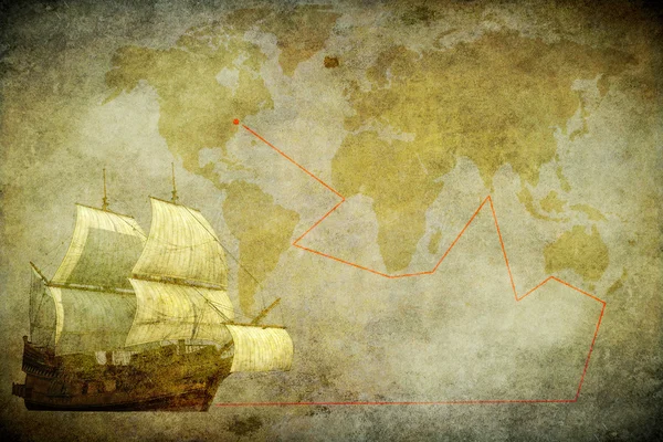 Segelschiff auf Grunge-Hintergrund — Stockfoto