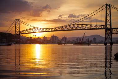 Suspension Bridge at Sunset clipart