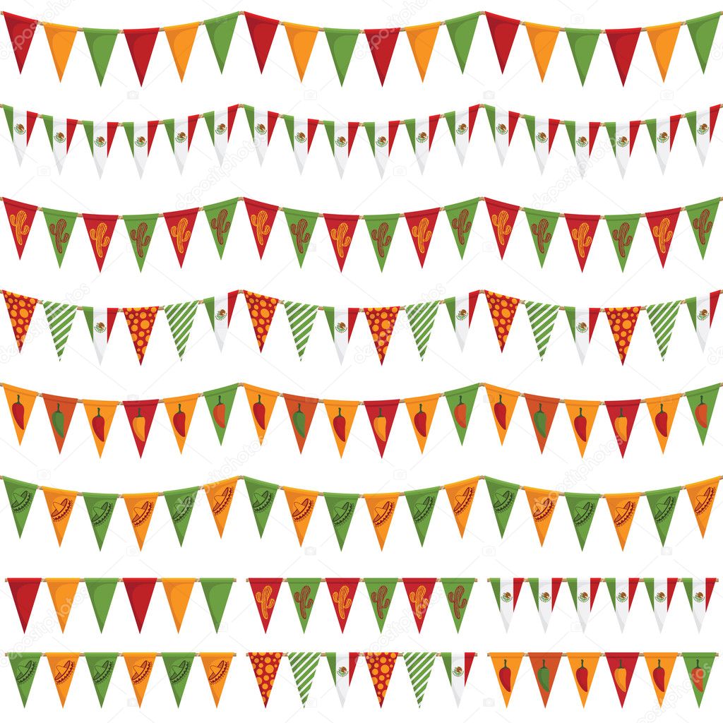 Mexican party bunting — Stock Vector © mattasbestos #11225098