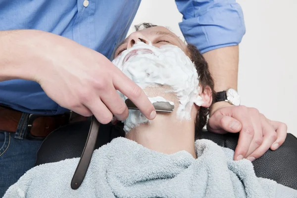 Man Getting Shaved — Stock Photo, Image