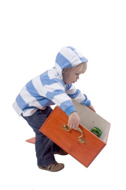 Boy lifting box clipart