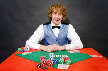 Smiling poker dealer clipart