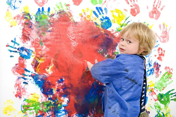Messing about with finger paint — Stock Photo, Image