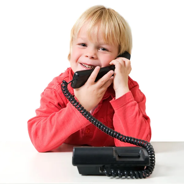 Chlapec na telefonu — Stock fotografie