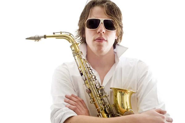 Hráč saxofon — Stock fotografie