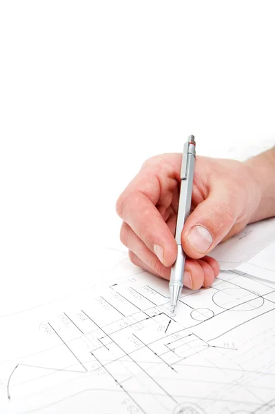 Checking technical drawings — Stock Photo, Image