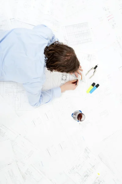 Revising technical drawings — Stock Photo, Image