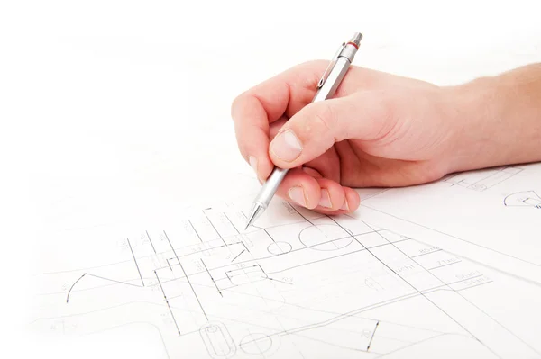 Checking technical drawings — Stock Photo, Image