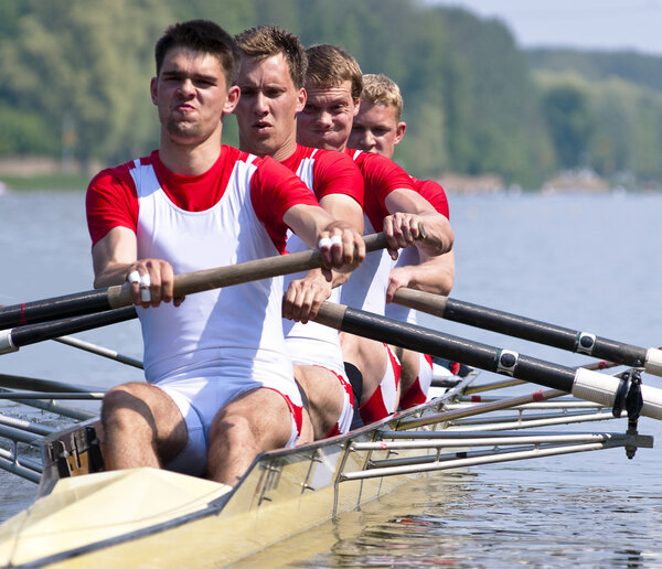 Rowers during the start
