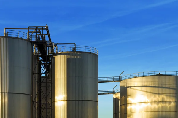 Stainless steel industrial Silos — Stock Photo, Image