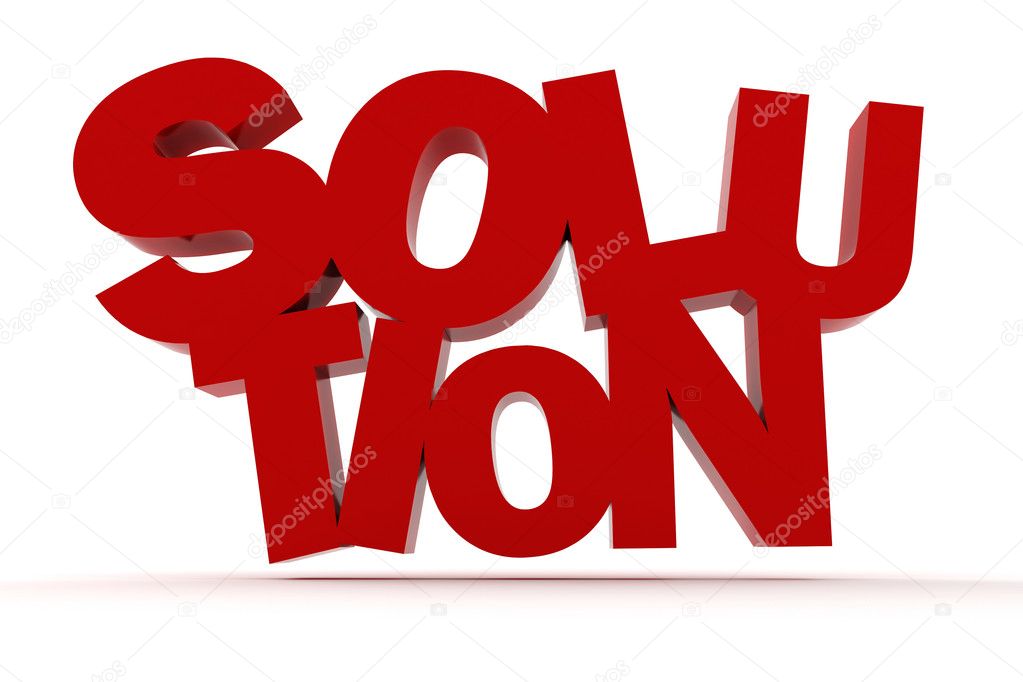 3d solution text, on white background