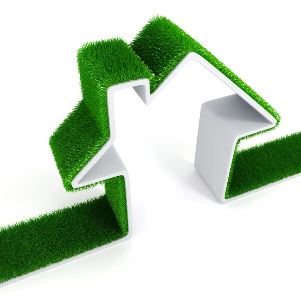 3D οικολογία πράσινο σπίτι έννοια — Φωτογραφία Αρχείου