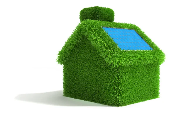 3d green grass house, ecology concept — Stock Photo, Image