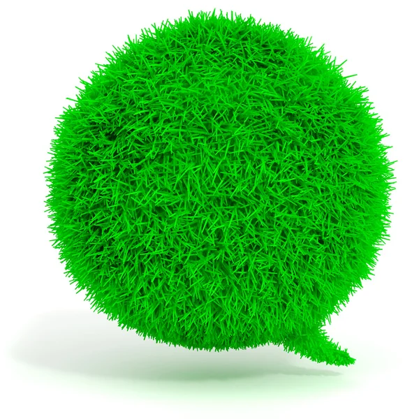3D yeşil çim kabarcık beyaz zemin üzerine konuşma — Stok fotoğraf