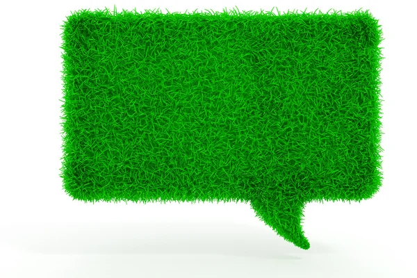 3d green grass bubble talk on white background — Stock Photo, Image