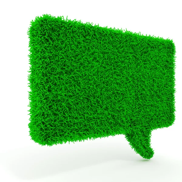 3d green grass bubble talk on white background — Stock Photo, Image