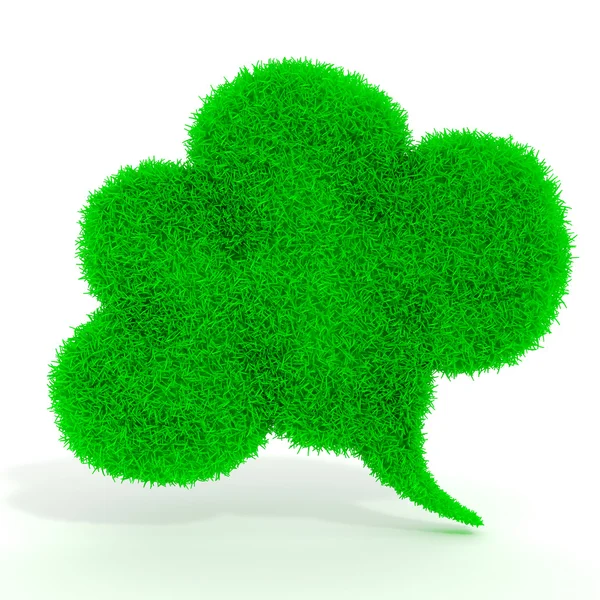 3D grünes Gras Blase Gespräch auf weißem Hintergrund — Stockfoto