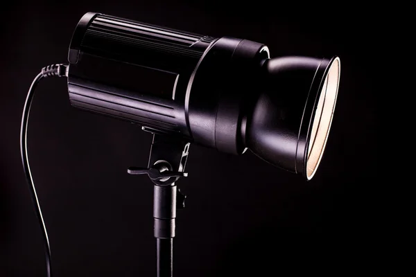 Studio light strobes on black background — Stock Photo, Image