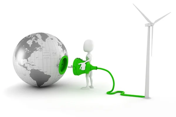 3d man green energy concept — Stock Photo, Image