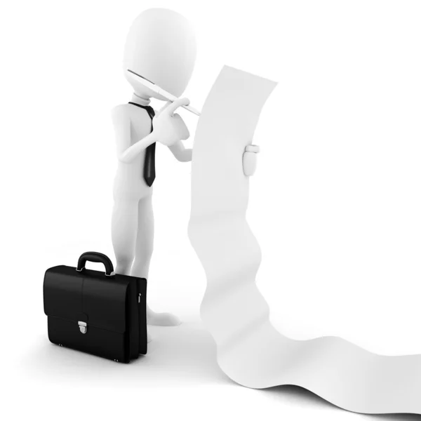 3D στέλεχος επιχείρησης άνθρωπος που κρατά έναν κενό κατάλογο, σε λευκό φόντο — Φωτογραφία Αρχείου