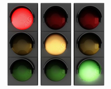 3d traffic lights on white background clipart