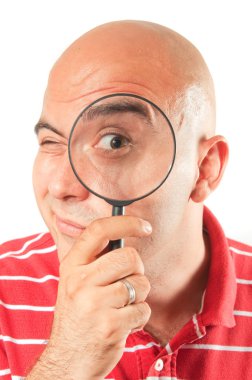 Man with magnifying glass clipart