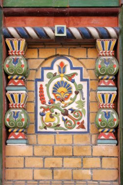 Majolica tiles on the facade of the house, St. Petersburg clipart