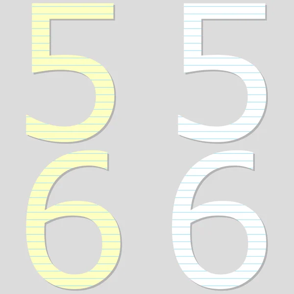 Paper Font Set Numbers 5 and 6 — Stock Vector