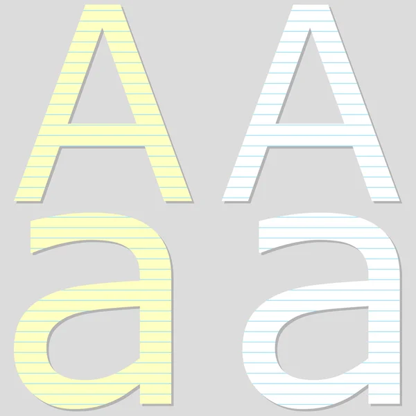 Papper teckensnittsuppsättning brev en — Stock vektor