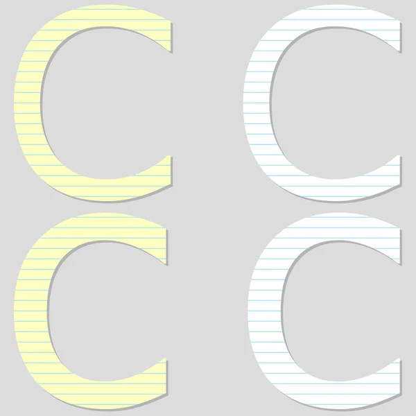 Ensemble de polices en papier Lettre C — Image vectorielle