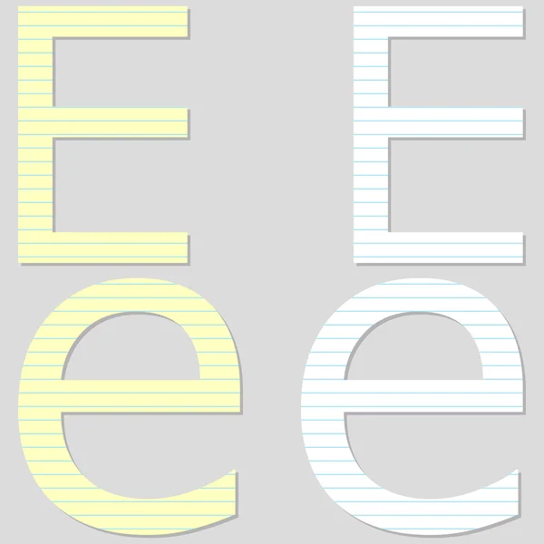 Set di caratteri carta Lettera E — Vettoriale Stock
