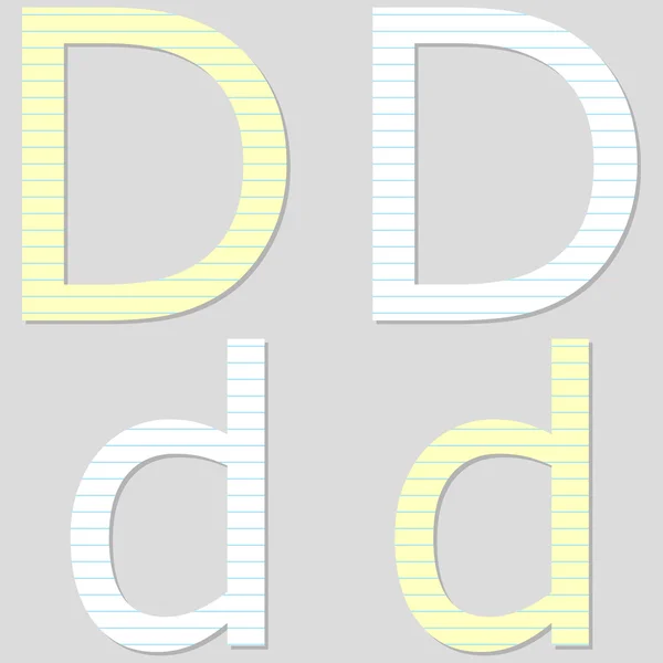 Бумажный шрифт буква D — стоковый вектор