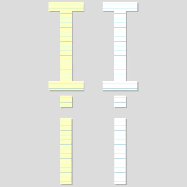 Ensemble de polices de papier Lettre I — Image vectorielle