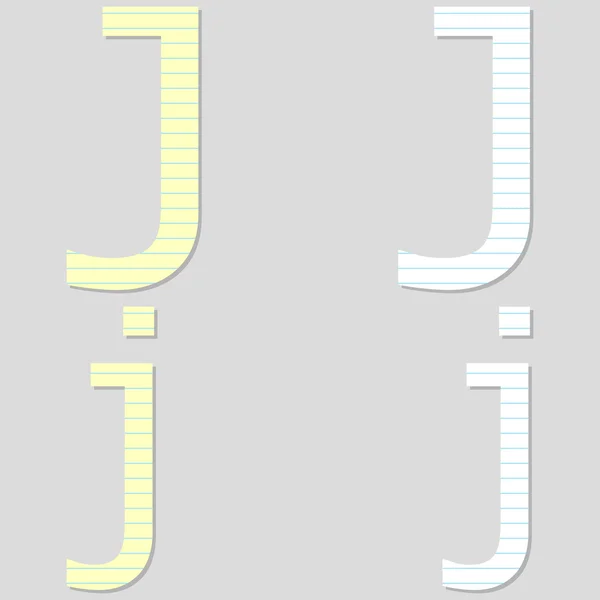 Harf j kağıt yazı tipini ayarlama — Stok Vektör