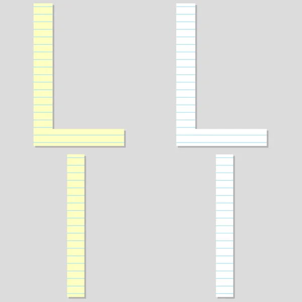 Papper teckensnittsuppsättning bokstaven l — Stock vektor