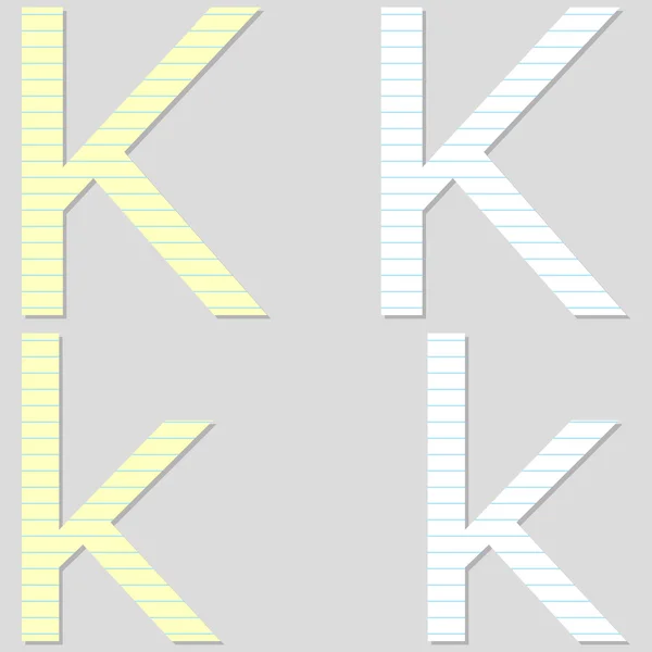Paper Font Set Letter K — Stock Vector
