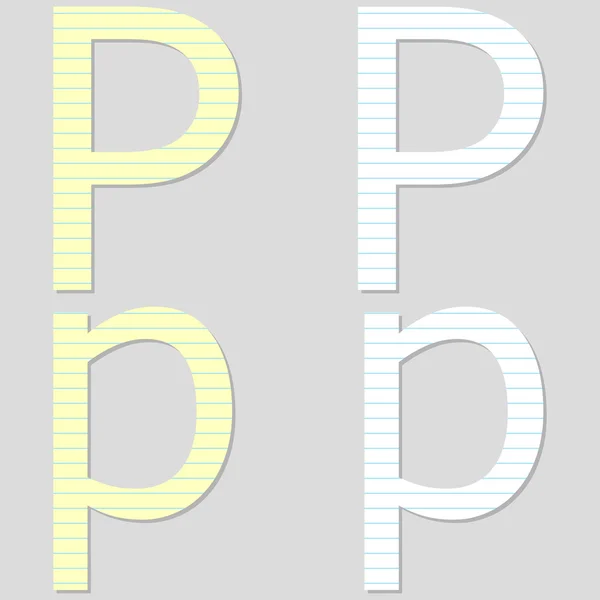 종이 글꼴 설정된 편지 P — 스톡 벡터