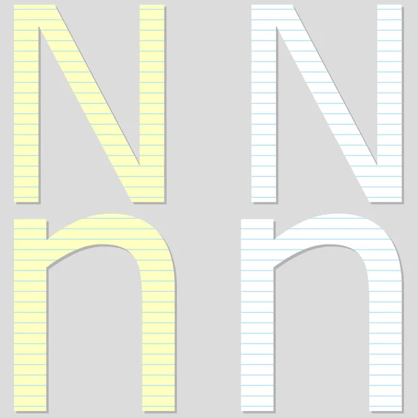Бумажный шрифт, буква N — стоковый вектор