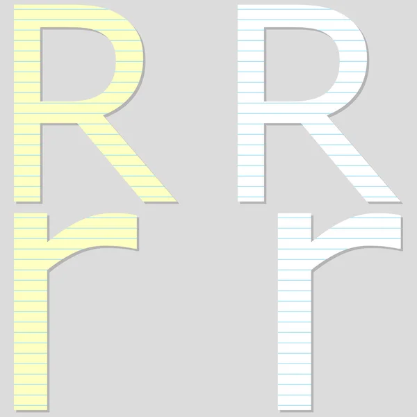 Paper Font Set Letter R — Stock Vector
