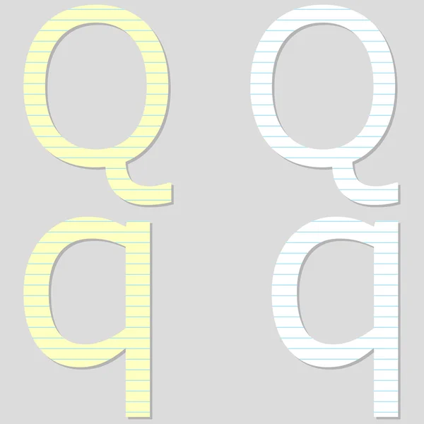 Set di caratteri carta Lettera Q — Vettoriale Stock